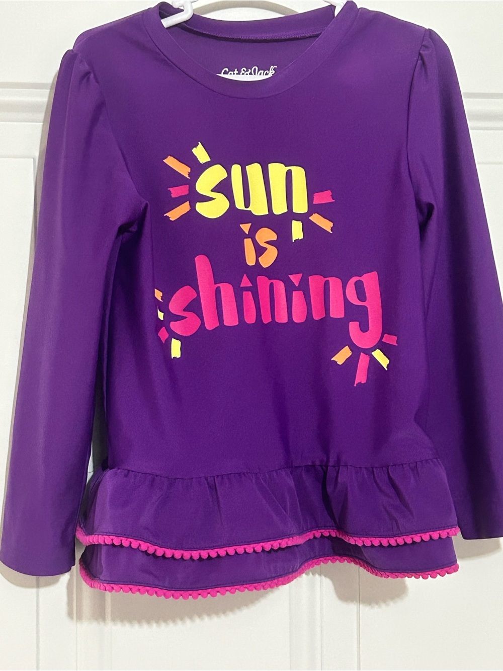Cat & Jack Purple 'Sun Is Shining' Girls' Long Sleeve Swim Rashguard